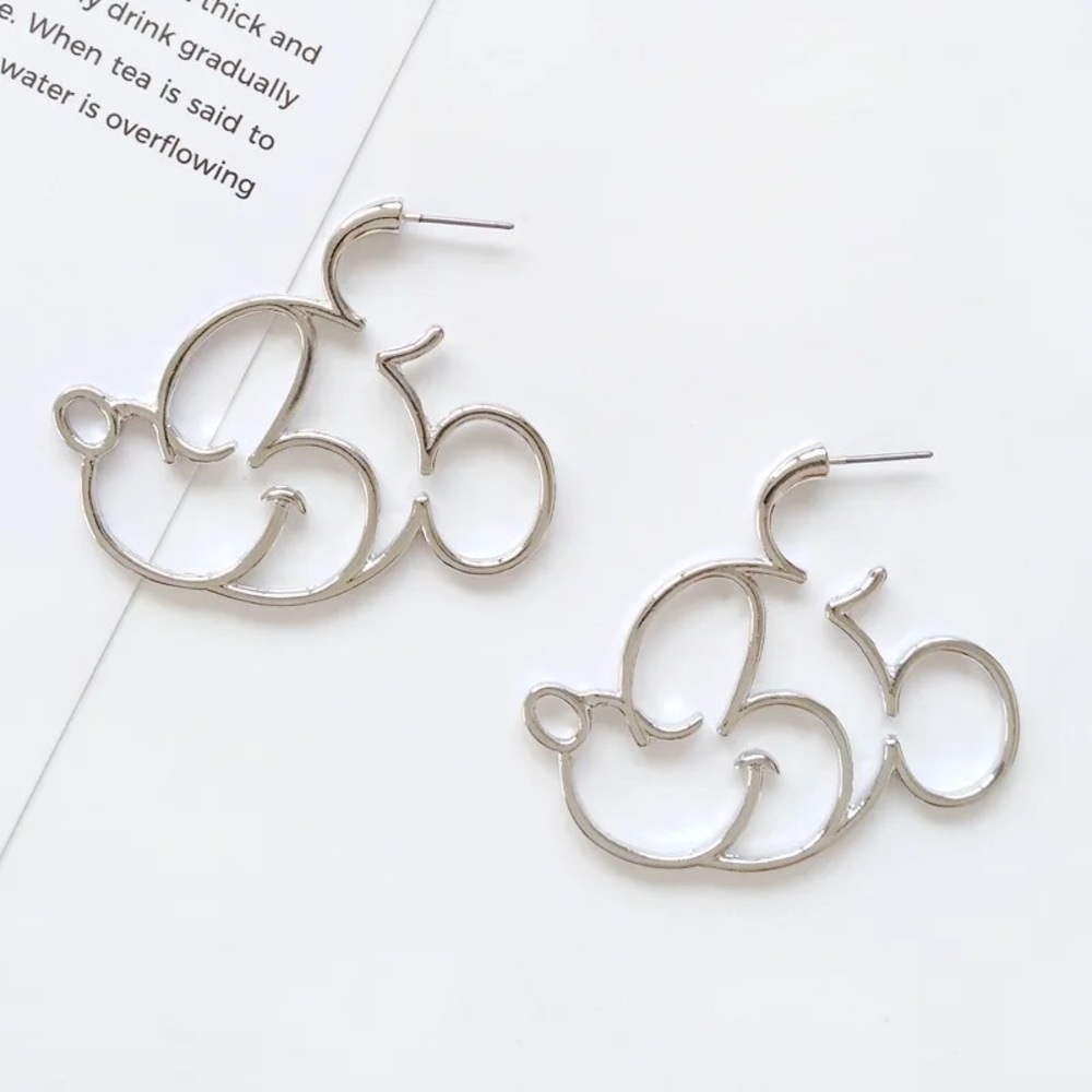 Mickey Mouse 925 Sterling Silver Gold Cartoon 90s Gift Disney World Cute Earring - Picture 5 of 6